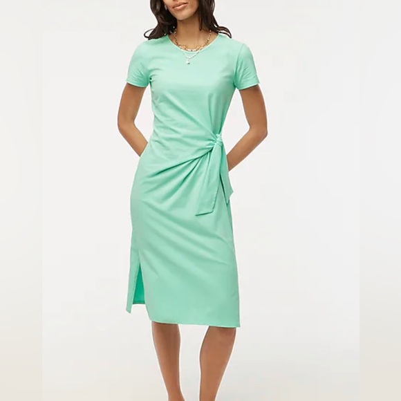 J Crew Factory short sleeve knotted midi dress Mint M - Picture 2 of 7